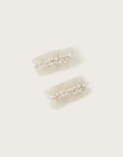 Land of Wonder Pearl Cluster Ruffle Clips Set of Two, , large