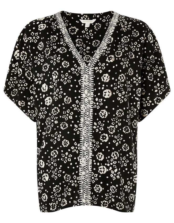 ARTISAN STUDIO Batik Print Top, Black (BLACK), large