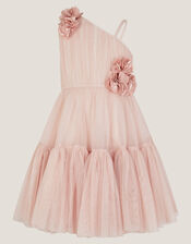 Ruby Asymmetric Flower Tulle Dress, Pink (PINK), large