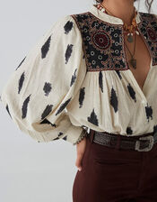 Maison Hotel Embroidered Blouse, Ivory (IVORY), large