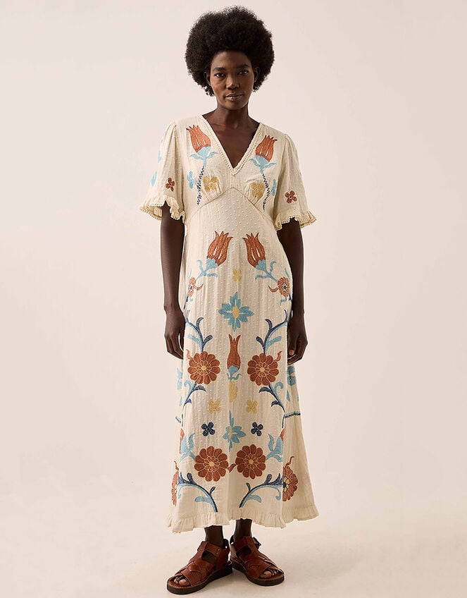 East Odeline Embroidered Dress, Ivory (IVORY), large
