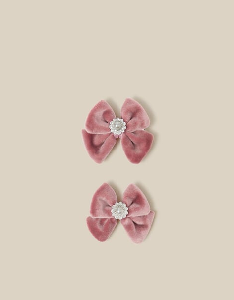 2-Pack Velour Bow Hair Clips, , large