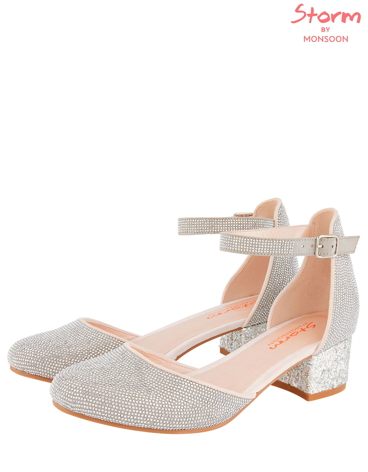 Diamante Two Part Heels Silver