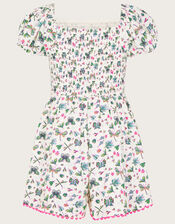 Dragonfly Shirred Playsuit , Green (GREEN), large
