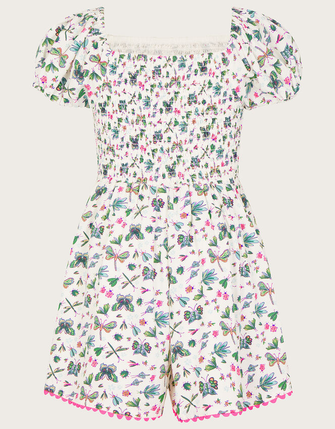 Dragonfly Shirred Playsuit , Green (GREEN), large