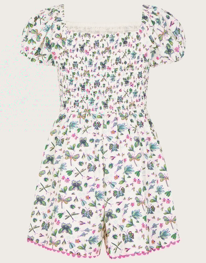 Dragonfly Shirred Playsuit , Green (GREEN), large