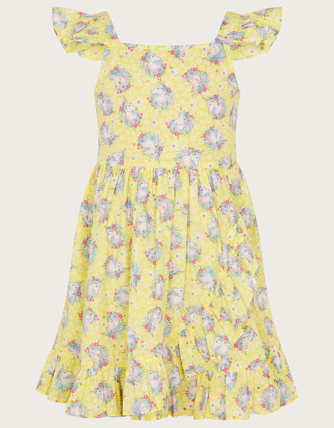 Unicorn Frill Dress, Yellow (YELLOW), large