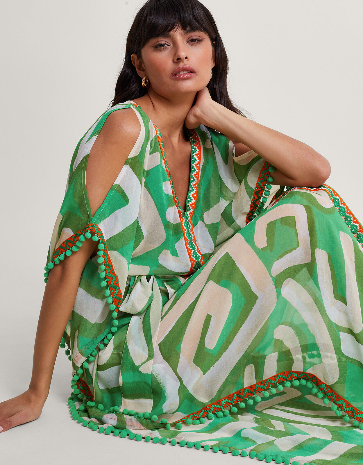 Posy Print Maxi Kaftan Green