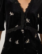 Erin Floral Lace Velvet Top, Black (BLACK), large