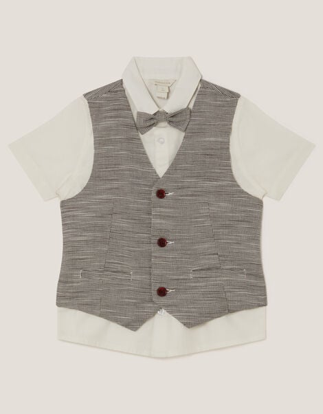 Greyson 3-Piece Houndstooth Waistcoat & Shirt, Blue (NAVY), large