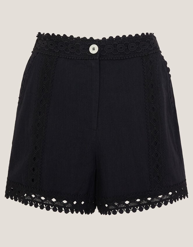 Irina High-Waisted Lace Shorts, Black (BLACK), large