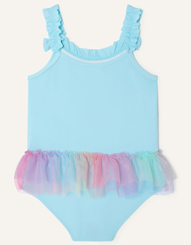 Baby Lolly Mesh Skirt Swimsuit, Blue (TURQUOISE), large