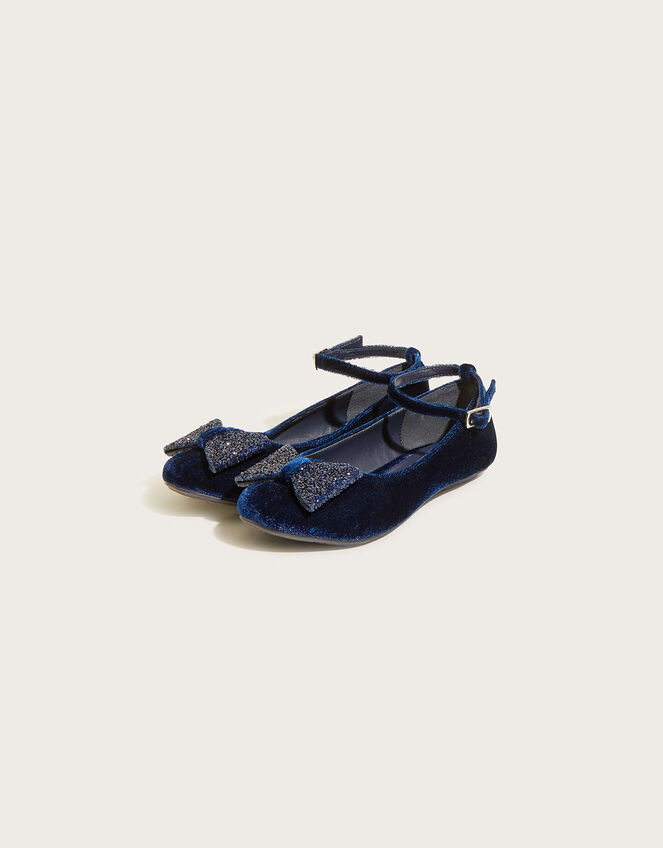 Sparkle Bow Ballerina Flats, Blue (NAVY), large