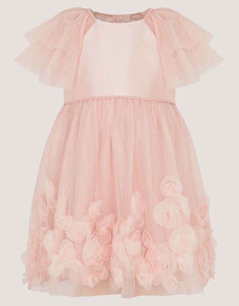 Baby Eden Appliqu&eacute; Rose Tulle Dress, Pink (PINK), large