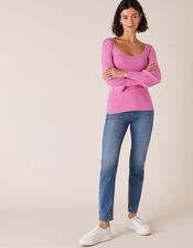 Sweetheart Neck Jumper, Pink (PINK), large