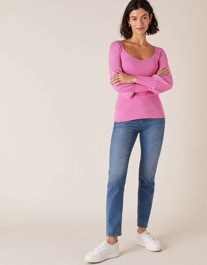 Sweetheart Neck Jumper, Pink (PINK), large