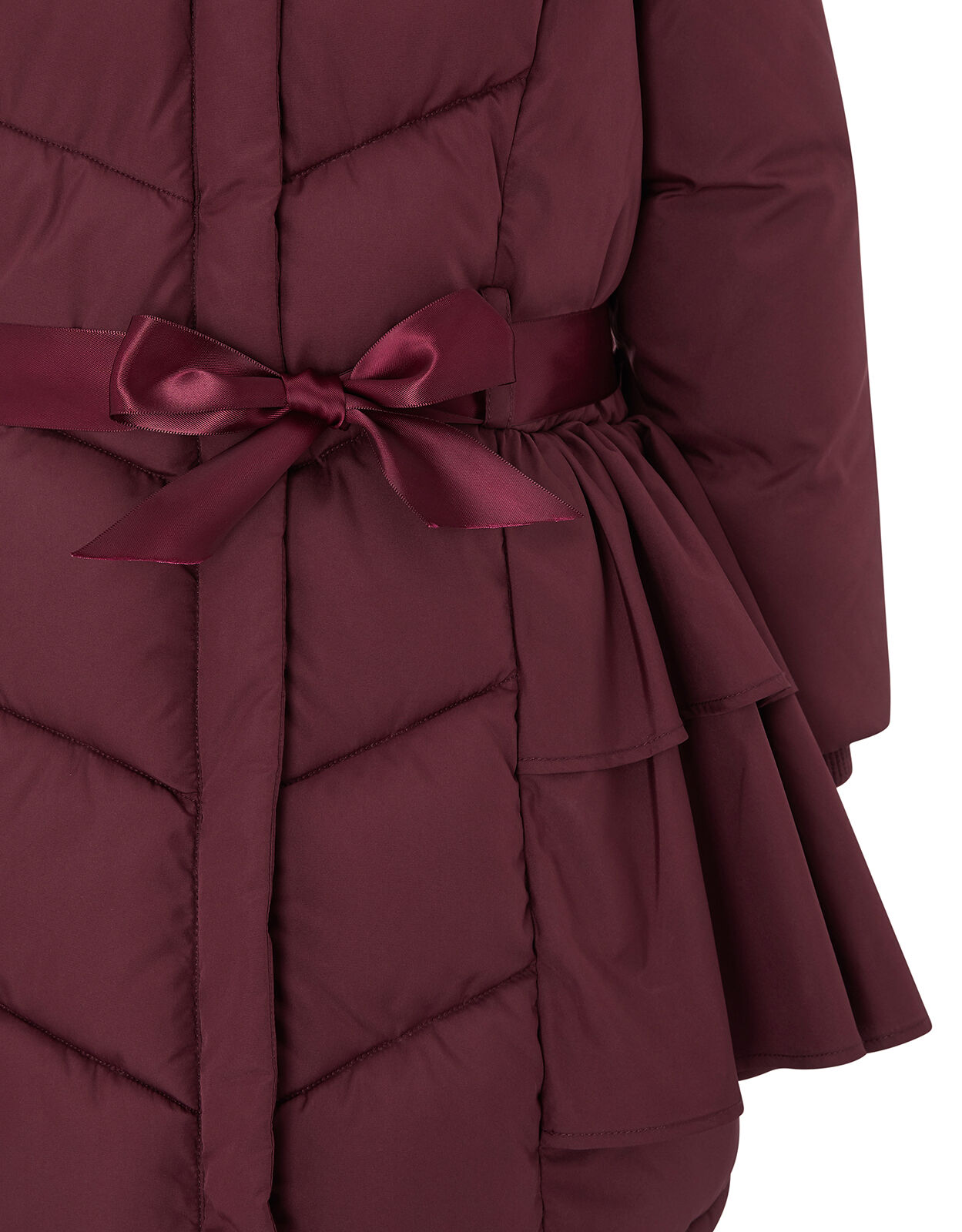 Ruffle Padded Coat Red