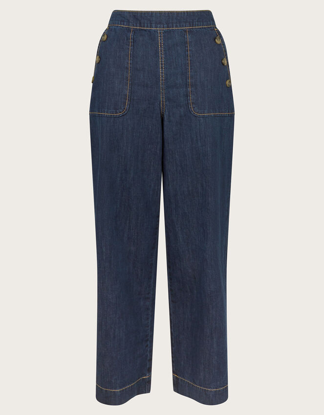 Harper Short Wide Leg Crop Jeans, Blue (INDIGO), large