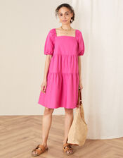 Tiered Dress in Organic Cotton, Pink (PINK), large