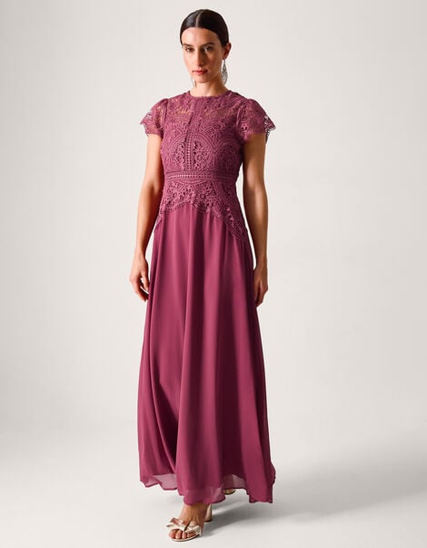 Monica Lace Bridesmaid Dress, DARK PINK, large