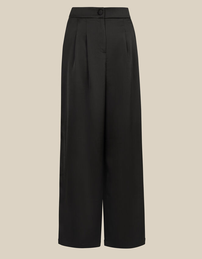 Maisie Satin Wide Leg Trousers, Black (BLACK), large