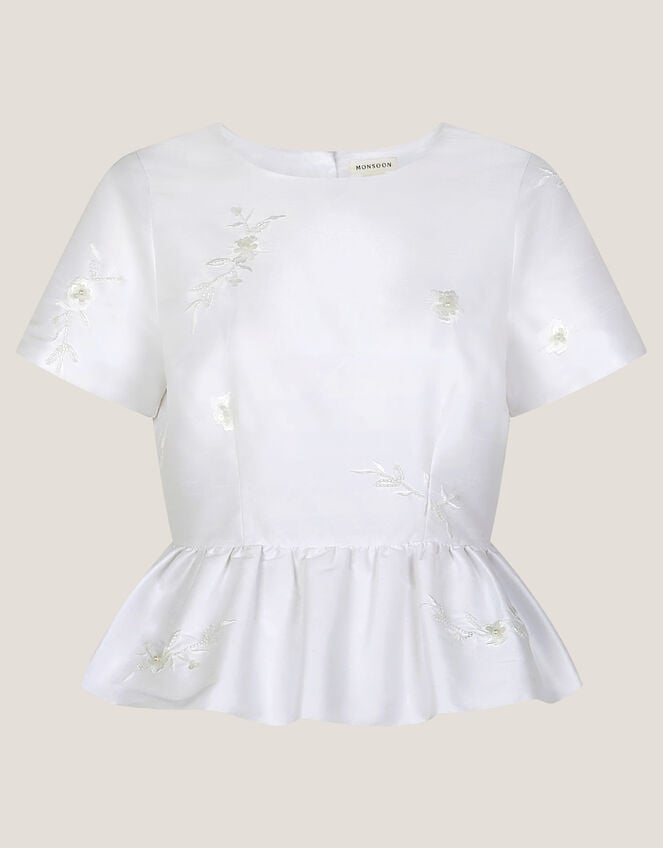 Eliza Floral Embellished Wedding Top, Ivory (IVORY), large