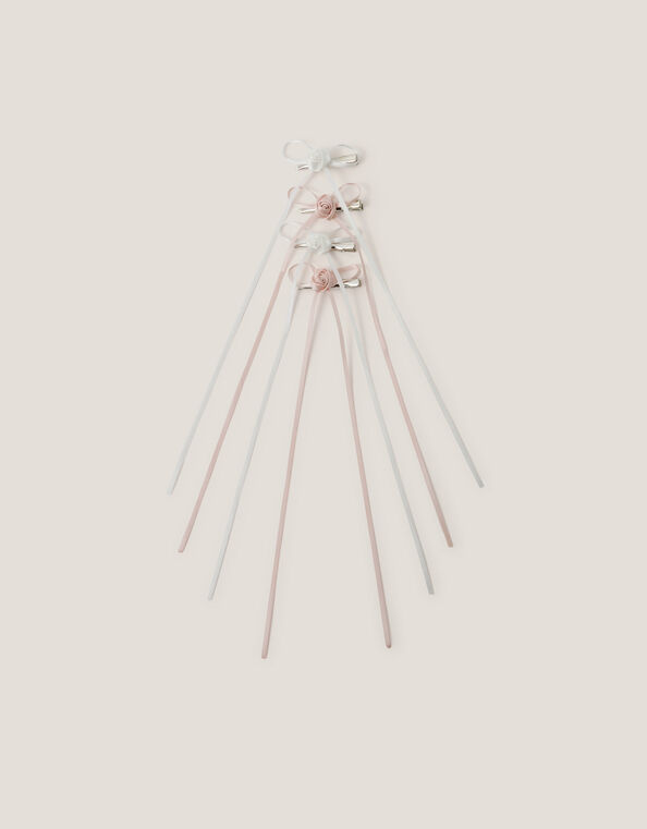 4-Pack Rose Bow Hair Clips, , large