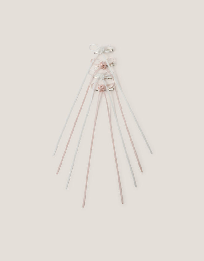 4-Pack Rose Bow Hair Clips, , large