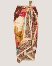 Iris Floral Print Sarong, , large