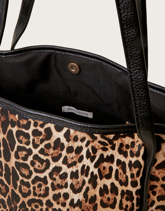 Mava Leopard Print Faux Leather Tote Bag, , large