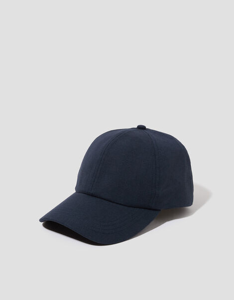 Isha Linen Baseball Cap, Blue (NAVY), large
