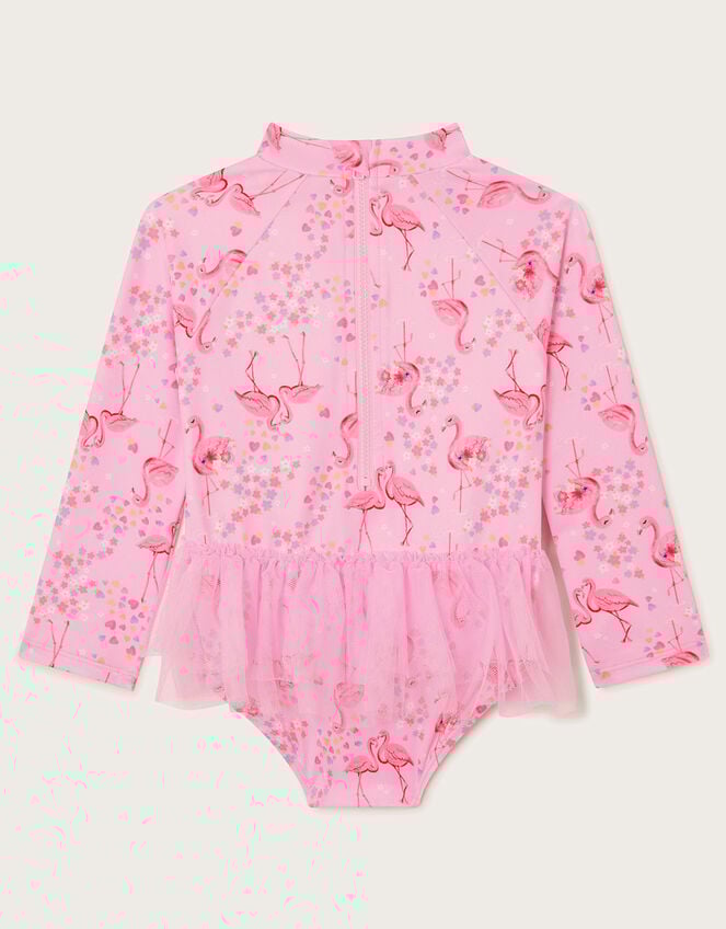 Baby Long Sleeve Flamingo UPF50 Swimsuit, Pink (PINK), large
