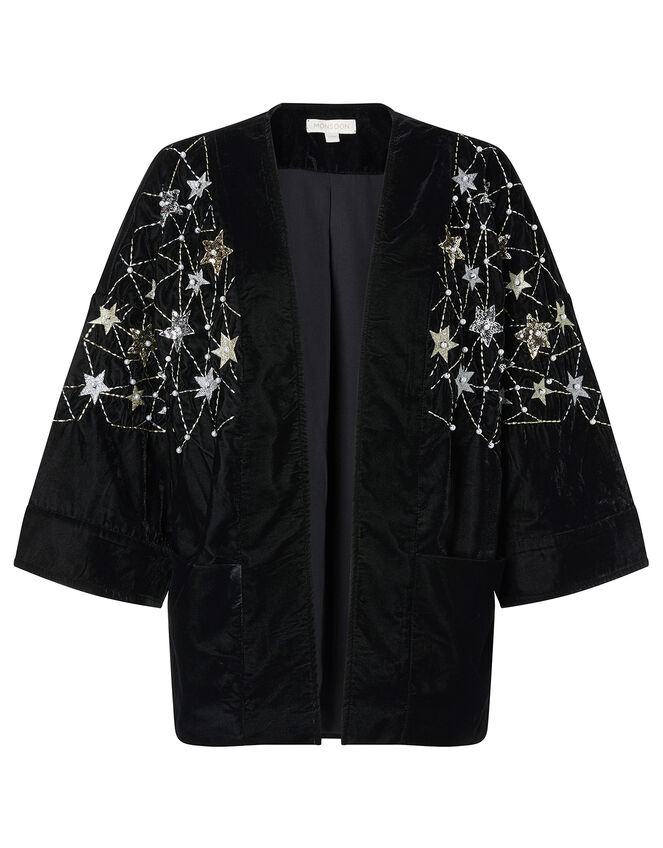 Embellished Star Velvet Jacket, Black (BLACK), large