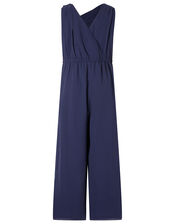 One-Shoulder Sequin Jumpsuit, Blue (NAVY), large