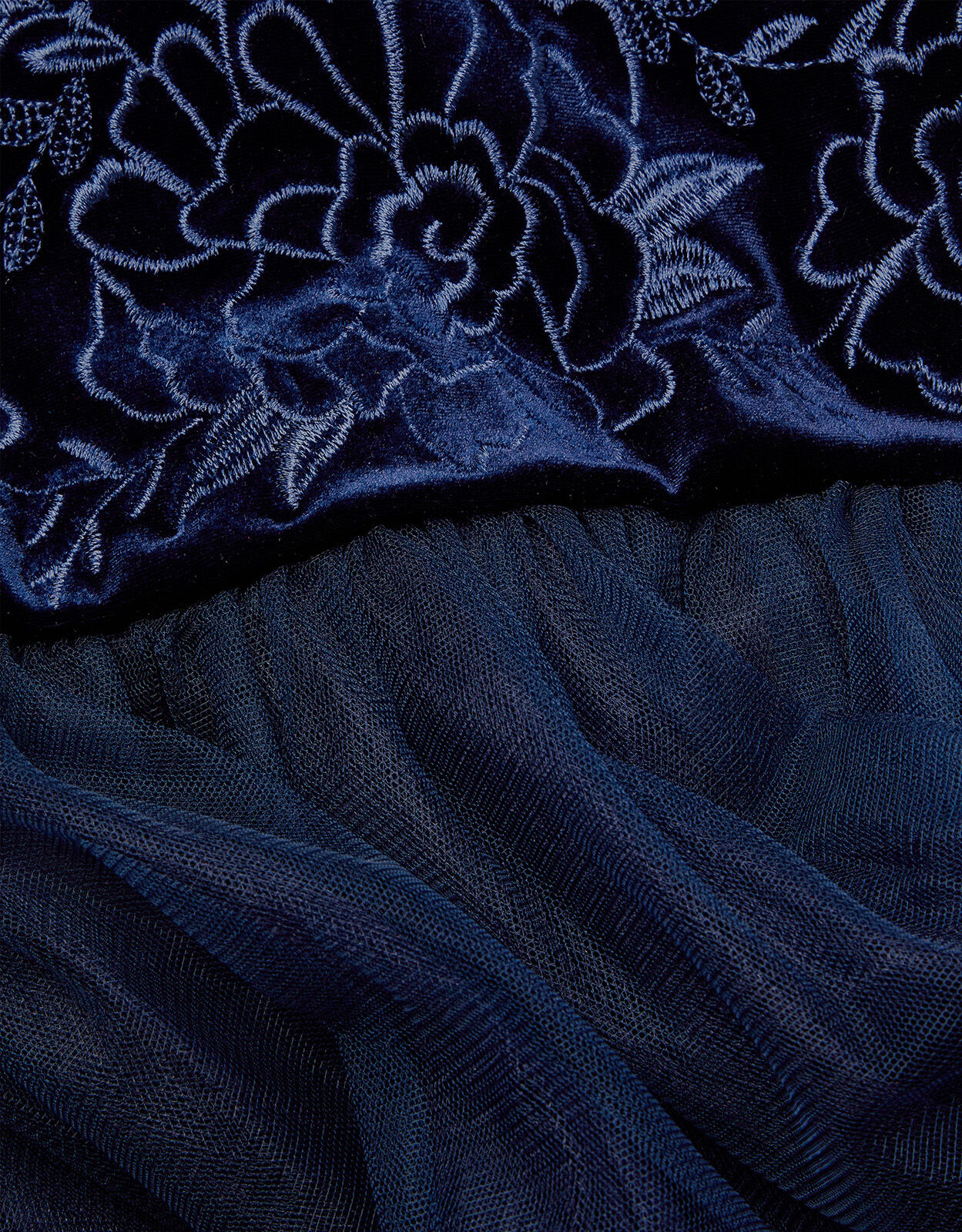 Odette Velvet Embroidered Maxi Dress Blue