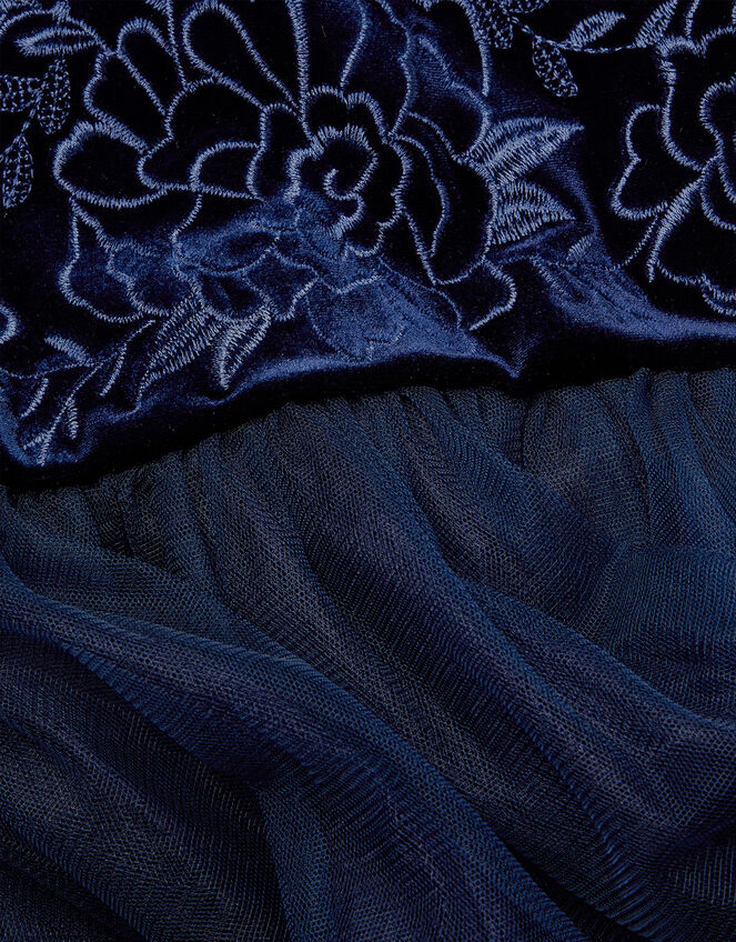 Odette Velvet Embroidered Maxi Dress, Blue (NAVY), large