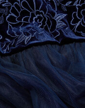 Odette Velvet Embroidered Maxi Dress, Blue (NAVY), large