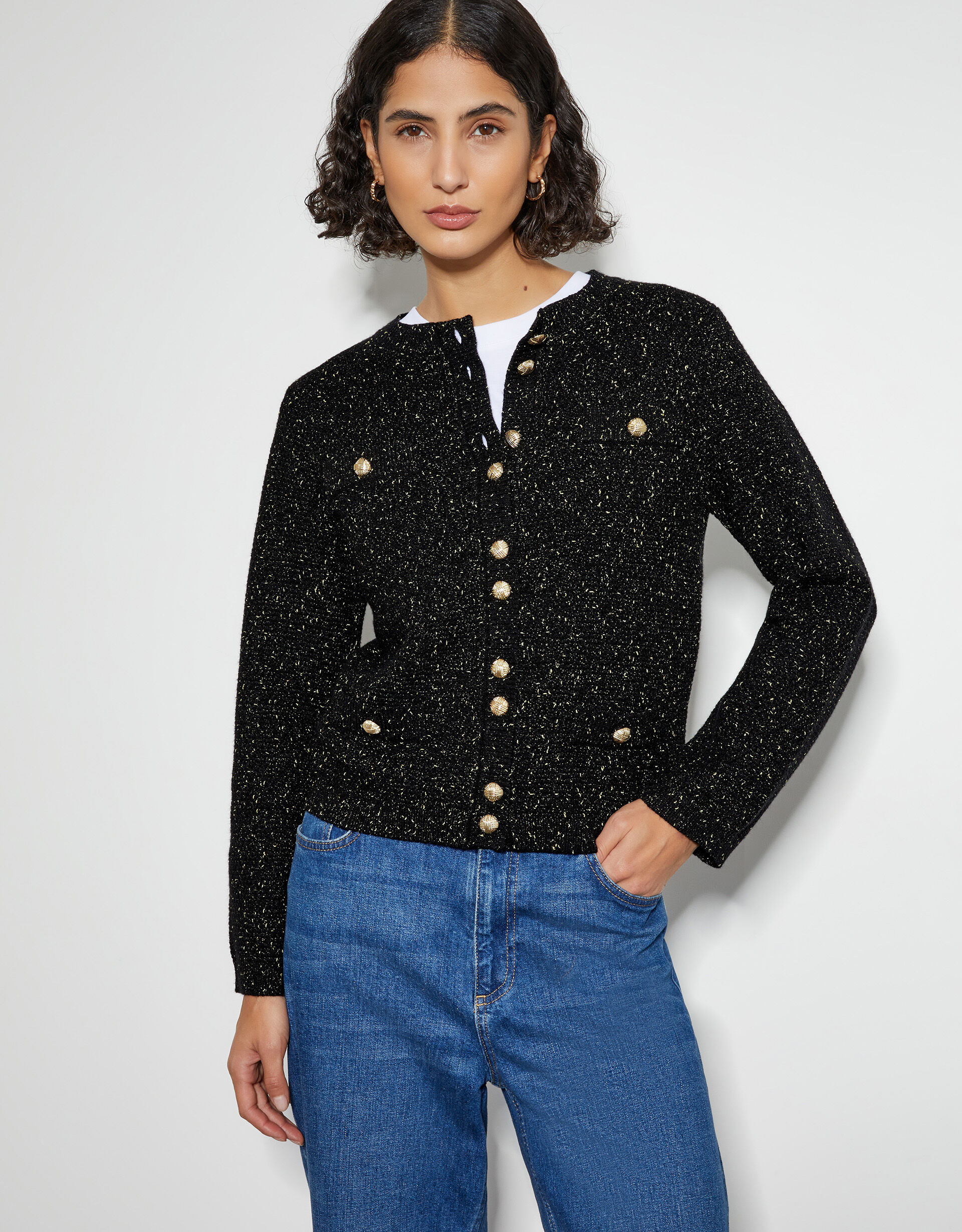 Saskia Smart Glitter Cardigan Black