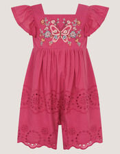 Baby Butterfly Broderie Romper, Pink (PINK), large