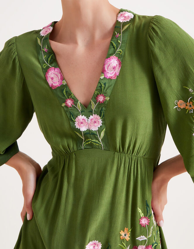 Alice Embroidered Short Dress, Green (GREEN), large