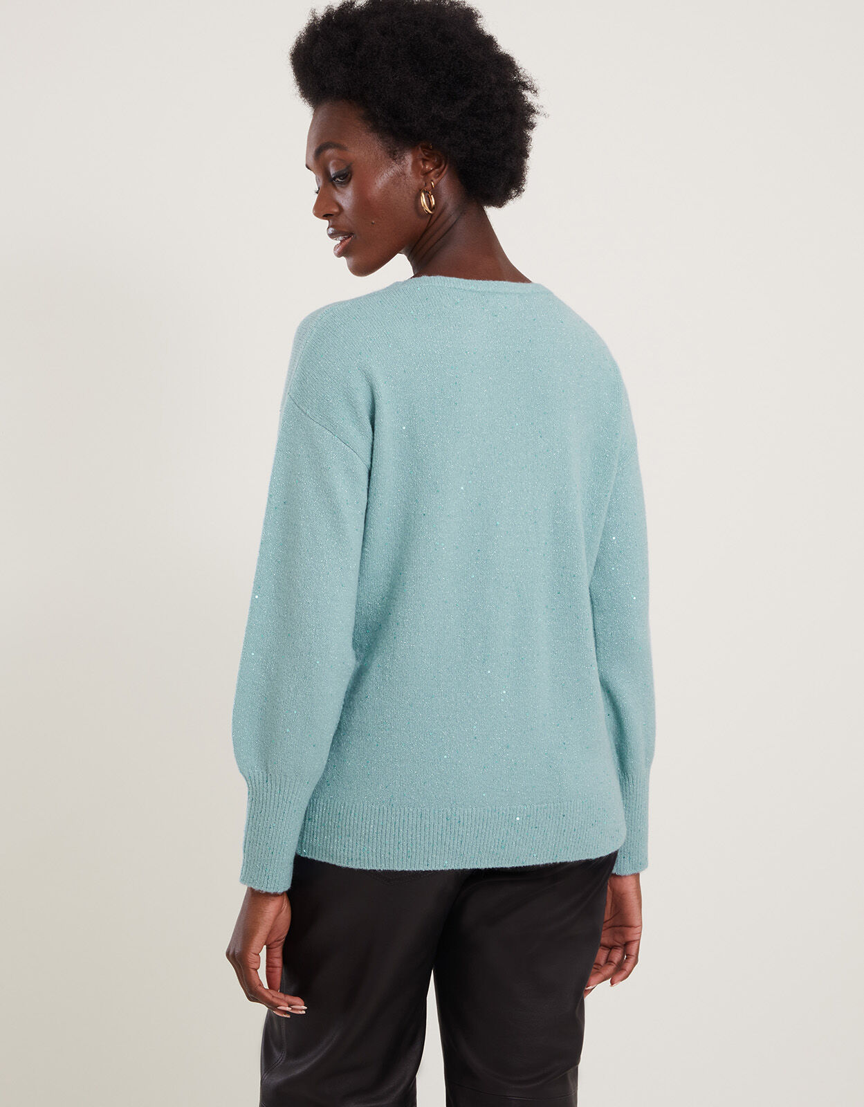 Sequin Ballet Wrap Sweater Blue