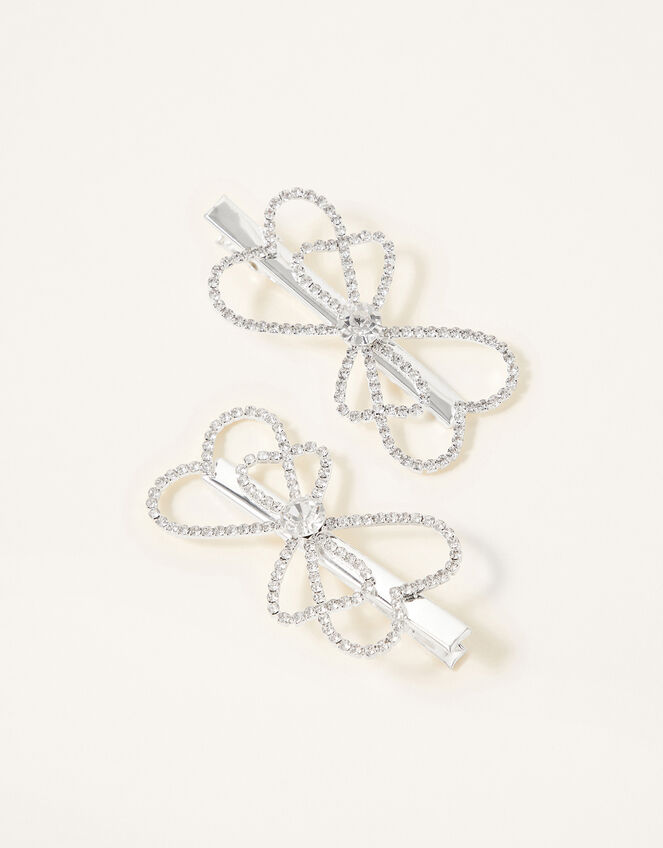 Diamante Bow Clip Twinset, , large