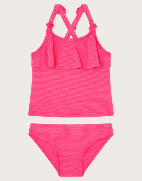 Flower Strap Ruffle Tankini Set, Pink (PINK), large