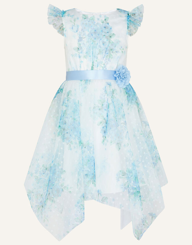 Heidi Floral Print Tulle Dress, Blue (BLUE), large