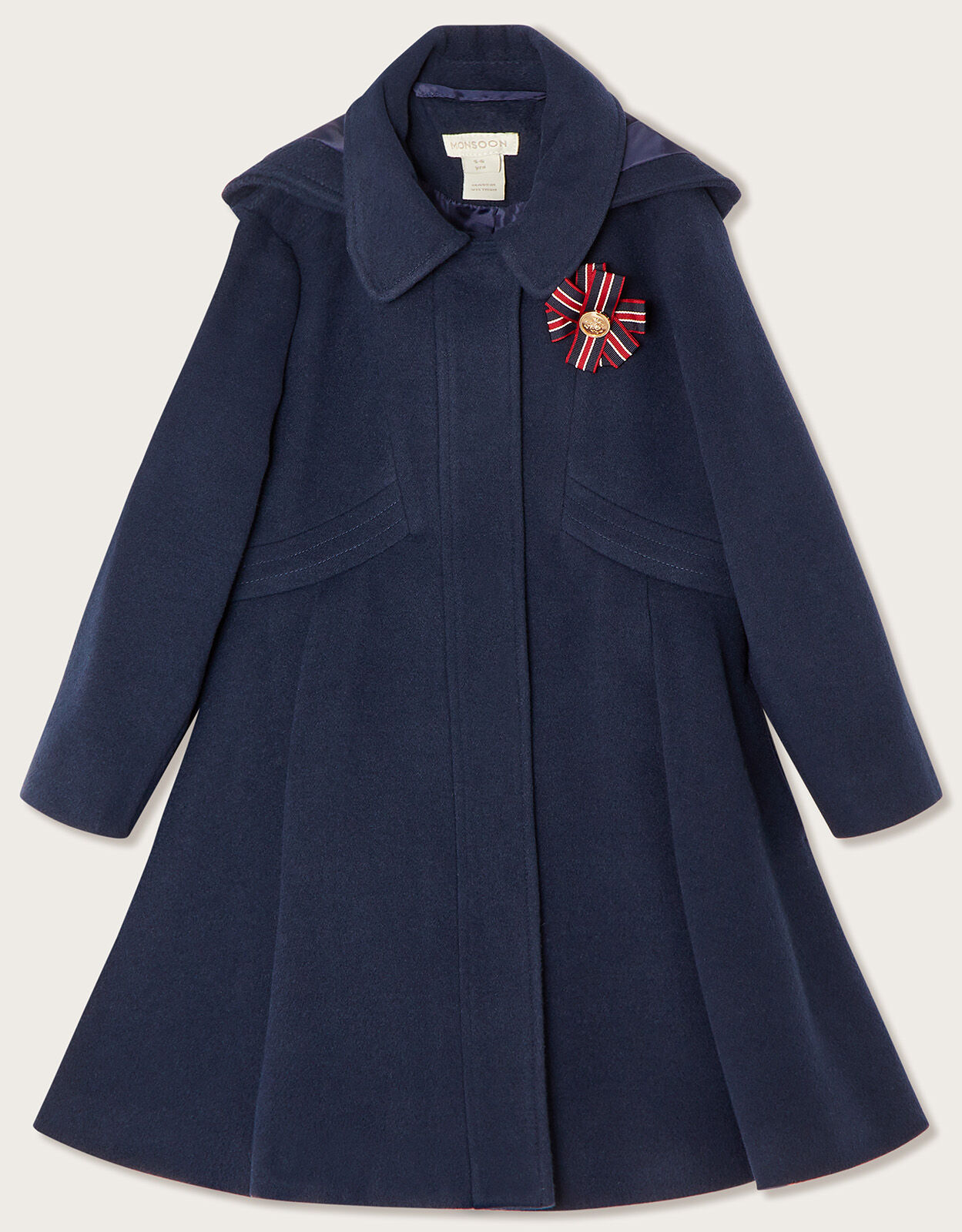 Corsage Detail Hooded Coat Blue