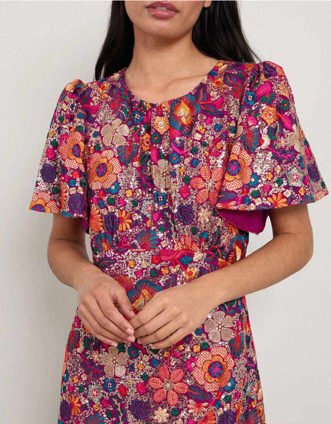 East Ishi Floral Embellished Midi Dress, Multi (MULTI), large