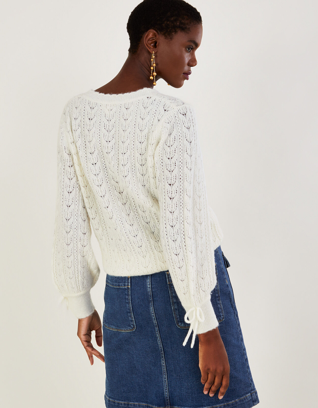 Supersoft Pointelle Cardigan with Recycled Polyester Ivory