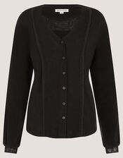 Laney Lace Linen Blend Top, Black (BLACK), large