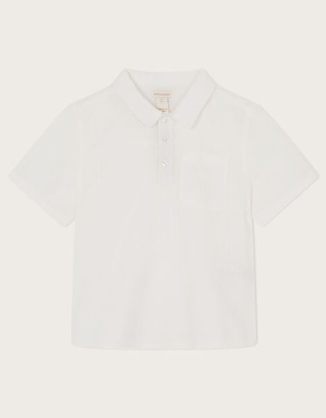 Half Placket Slub Shirt	, Ivory (IVORY), large