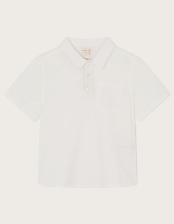 Half Placket Slub Shirt	, Ivory (IVORY), large